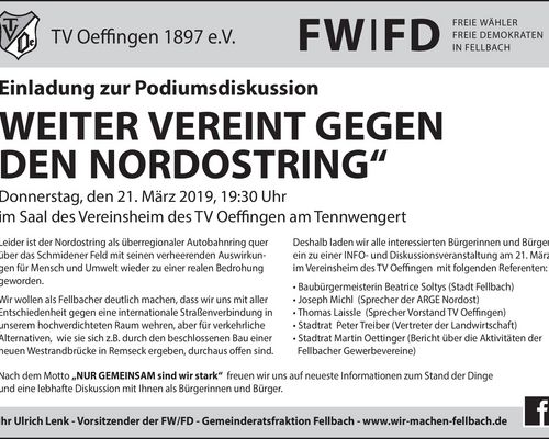 Weiter vereint gegen den Nordostring