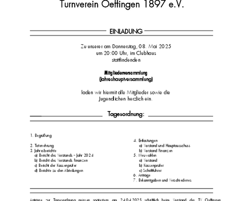 Mitgliederversammlung (Jahreshauptversammlung 2025)