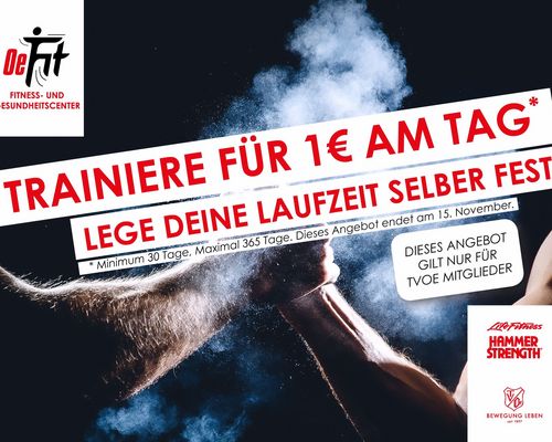 Training für 1€/Tag im OeFit! Angebot von 01.10.-15.11.2024