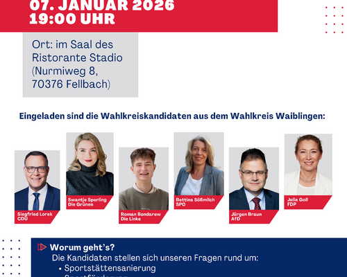 Podiumsdiskussion - Landtagswahl 2026 - Sport im Fokus