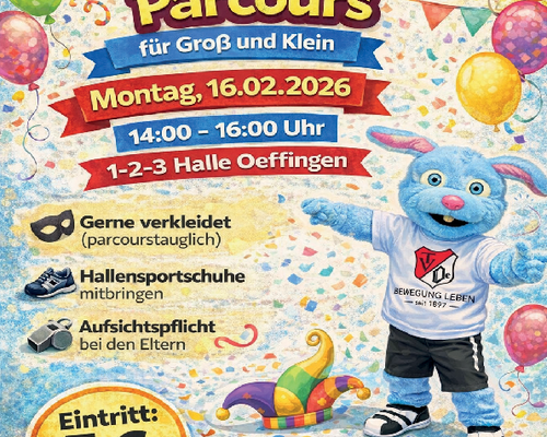 Faschings-Parcours am 16.02.26 in der 1-2-3 Halle