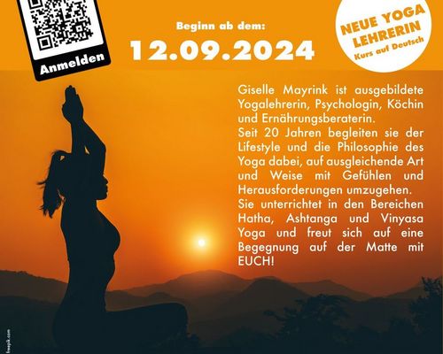 Yoga Kurs ab September mit neuer Yoga-Lehrerin und auf Deutsch. Jetzt anmelden.