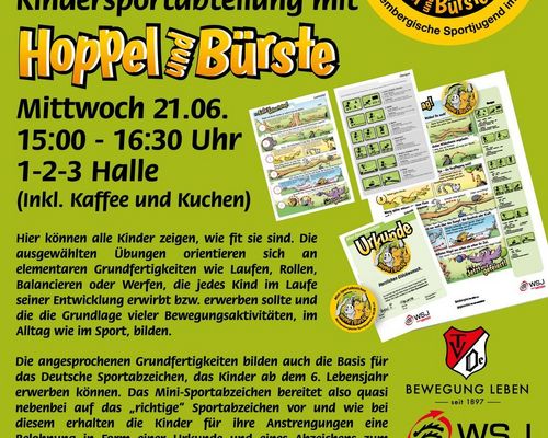 Mini-Sportabzeichen der Kindersportabteilung mit Hoppel & Bürste