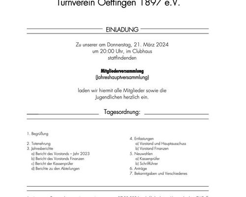 Mitgliederversammlung (Jahreshauptversammlung) 2024