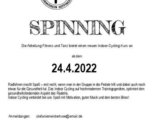  Fitness & Tanz startet auch Sonntags mit Spinning 