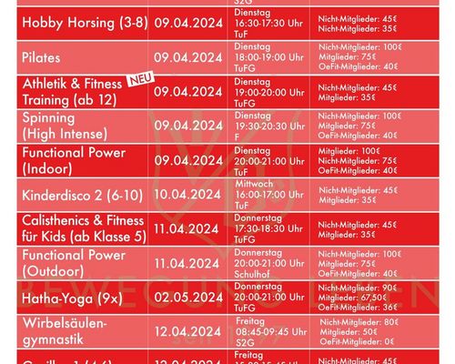 Neue Kurse Block 2 - 2024. Jetzt anmelden