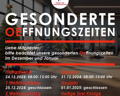 OeFit Oeffnungszeiten zwischen den Jahren