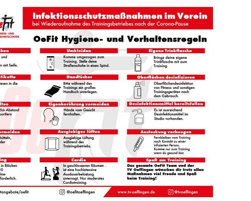 Das OeFit öffnet wieder ab 02.06.2020 -  Hygiene- und Verhaltensregeln