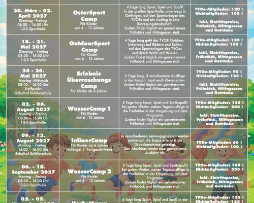 Ferienprogramm für 2027