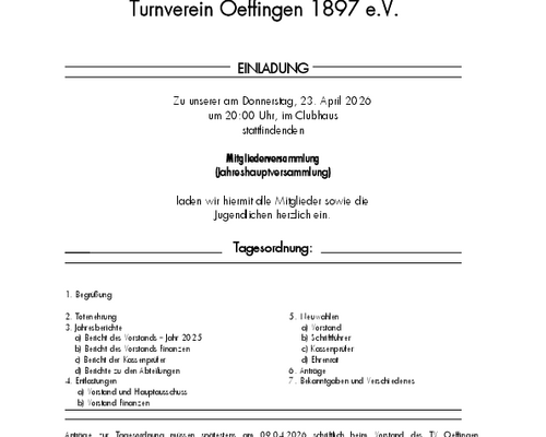 Mitgliederversammlung (Jahreshauptversammlung)
