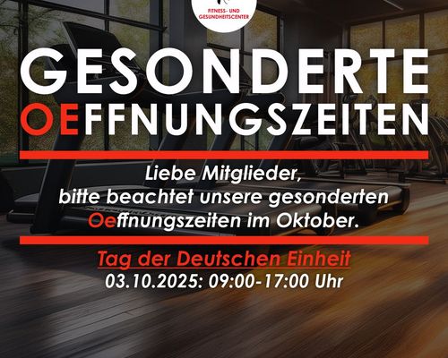 Gesonderte Oeffnungszeiten im OeFit im Oktober
